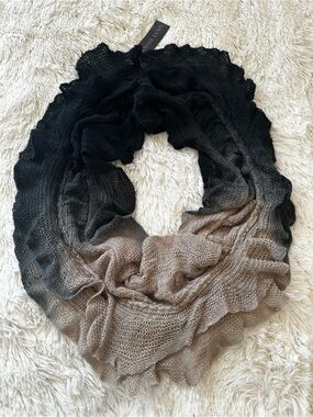 Amiee Lynn Ombré Infinity Scarf Black Gray Taupe Knit Loop Scarf NWT